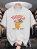 Unisex Crew Neck Tee Retro Tequila Cup Letter Graphic Print Soft Cotton Loose Short Sleeve Summer Casual Male Streetwear Tops
