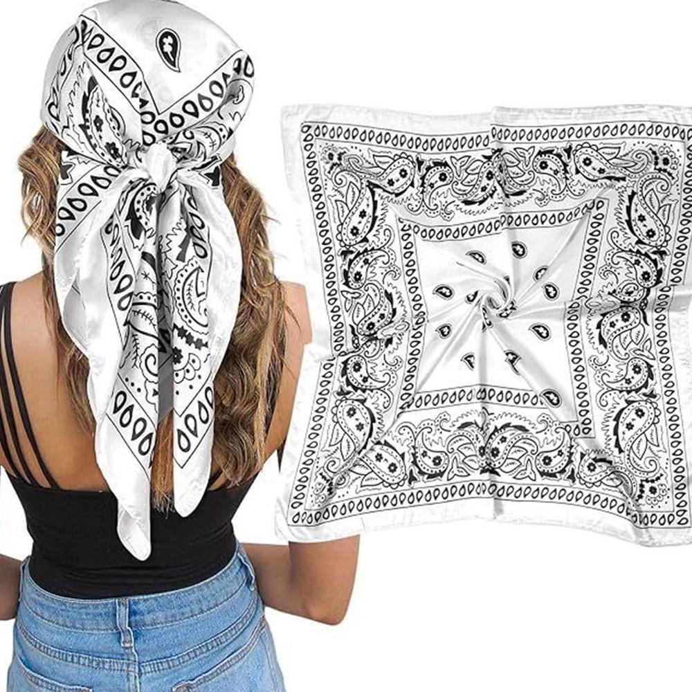 Fashion Bandana Women's Cashew Printed Square Scarf Silk Slippery Fabric Scarf Binding Decoration Silk Scarf for Daily Use