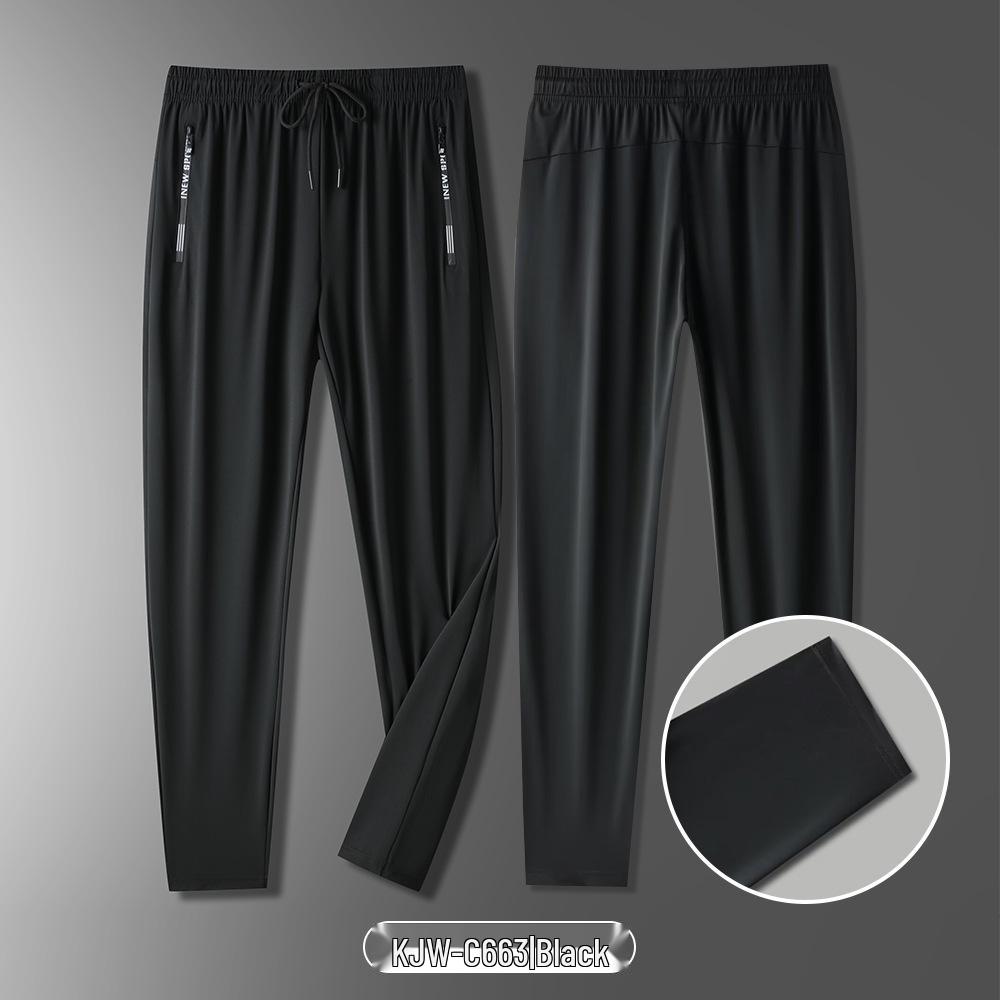 

Мужские повседневные брюки из ледяного шелка с манжетами - Легкие, свободные, прямого кроя, идеально подходят для весны, лета и осени 3XL (175-180 cm)