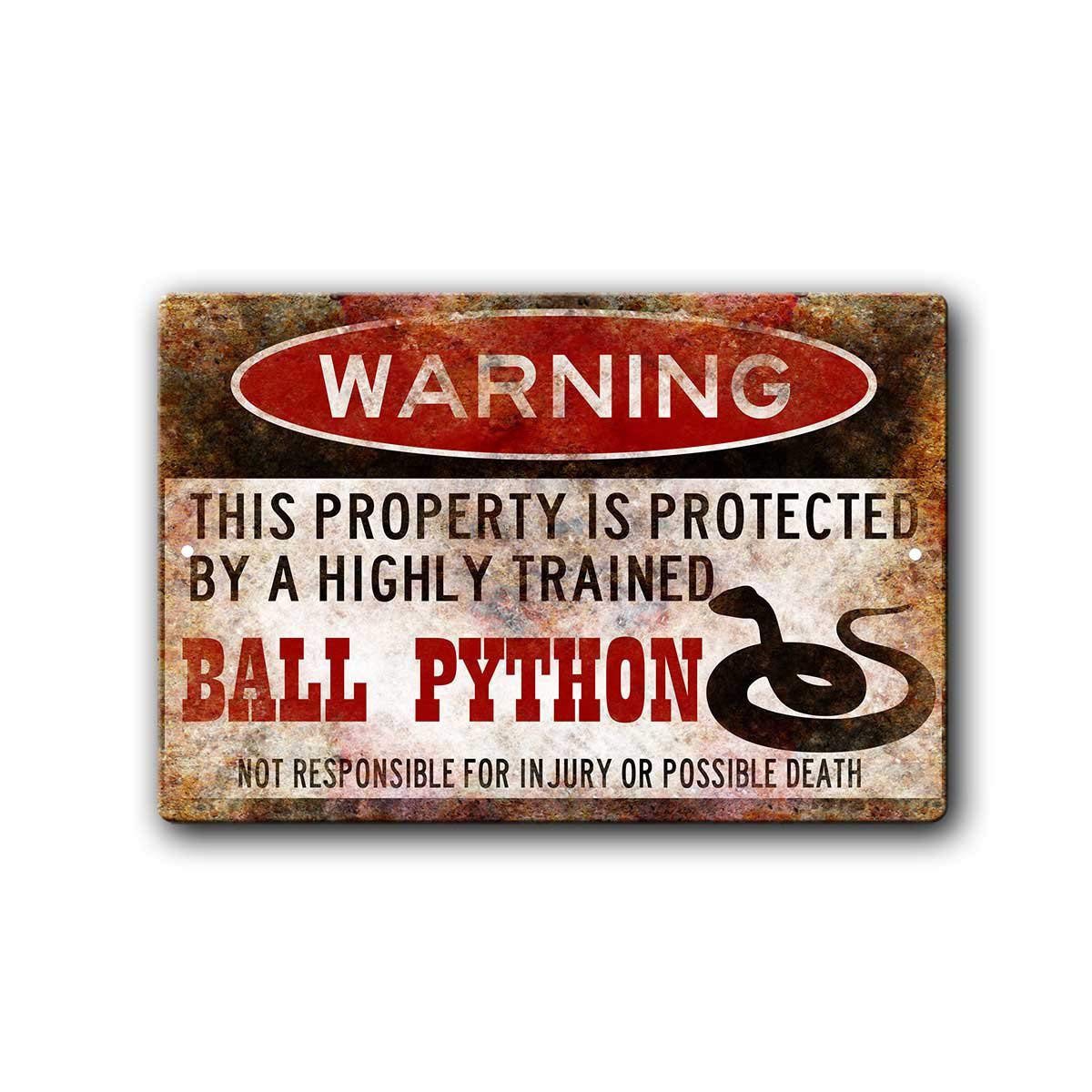 

FemiaD Ball Python SignFunny Metal SignsBall Python AccessoriesSnake Warning Sign Tin Sign 8 X 12 Inches 20x30cm