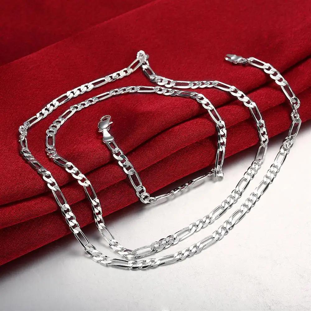 40-75cm 925 Sterling Silver 16-30 Inches Fine 4mm Chain Necklaces For Women Fashion Jewelry