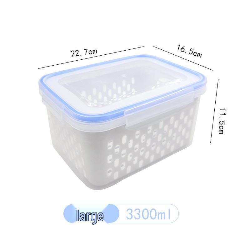 Large Capacity Double-Layer Transparent Fruit Storage Box with Drain - Food-Grade Plastic
