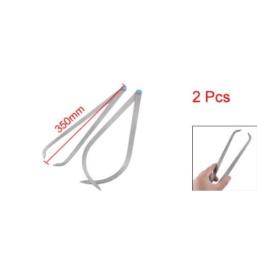 uxcell External Caliper Tool, 2-Piece Set, for Metalworking, Internal and External Measurements, Friction Welding, Convenient, Silver Tone, 350mm Long