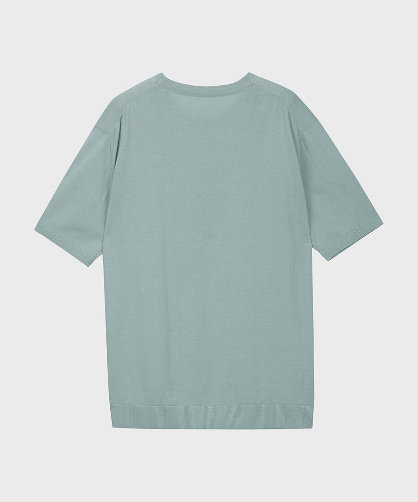 BASIC HOUSE Uni Cotton Round Neck Short Sleeve Knit Mint Lwkt3101