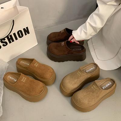 Baotou Semi-drag Loose 2025 Spring and Autumn Cake Shoes for Women To Wear Korean Version of Versatile Thick Soles To Increase the Height of Casual La