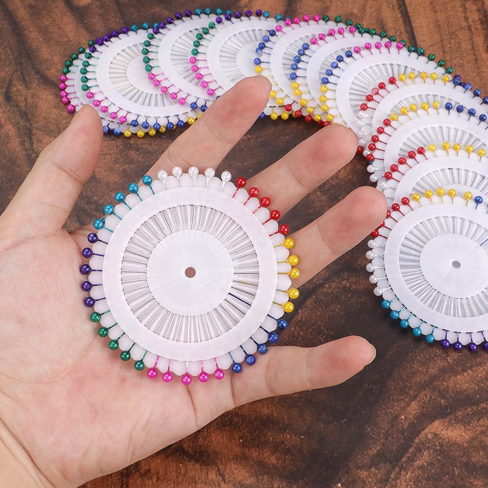 1set colored round sewing head positioning pins, bead head gauge pins, DIY hand sewing bead needle accessories, sewing pins
