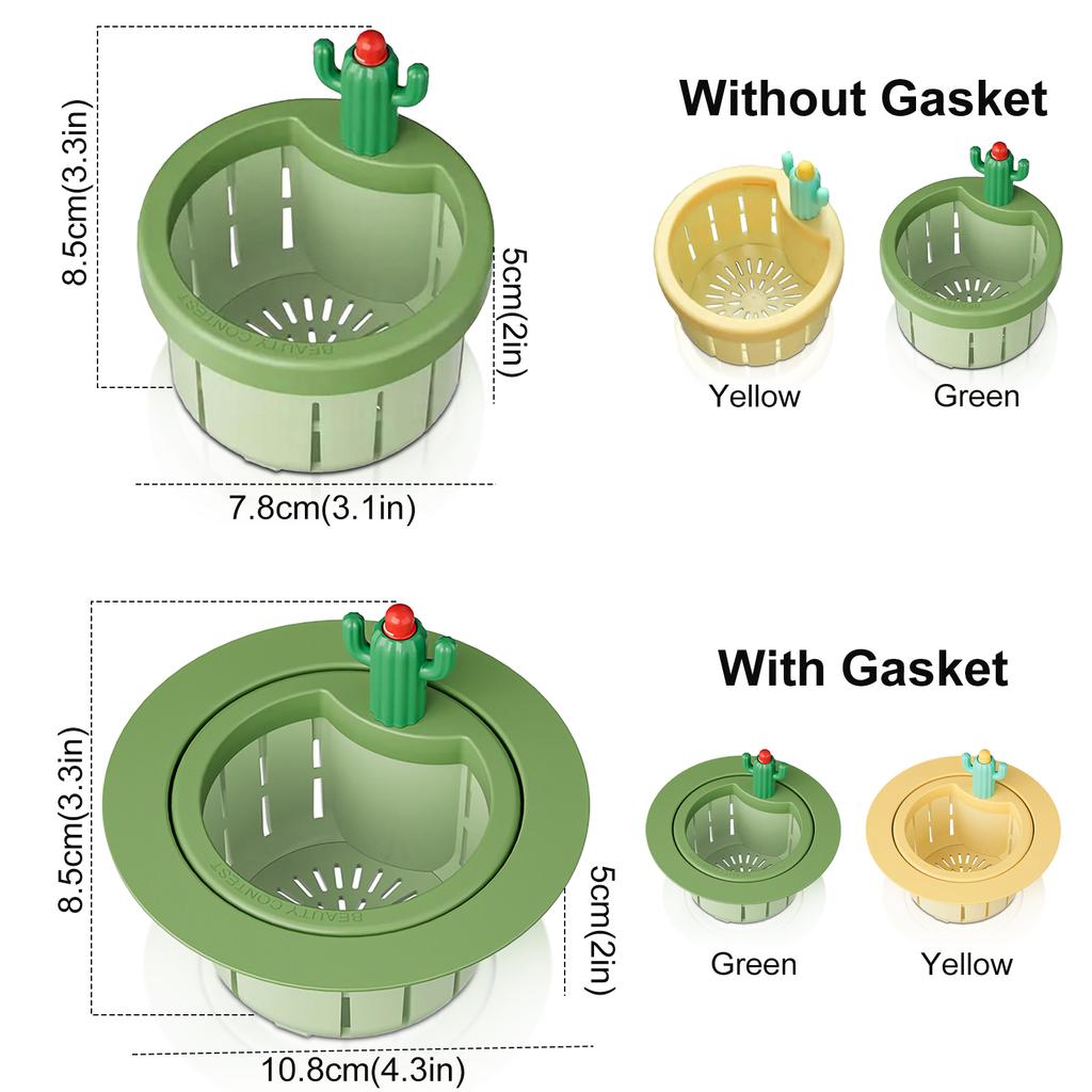 Kitchen Sink Strainer Automatic Drain Basket  Sink Strainer Garbage Filter Shelf Strainer Cartoon Cactus DesignMultifunctional