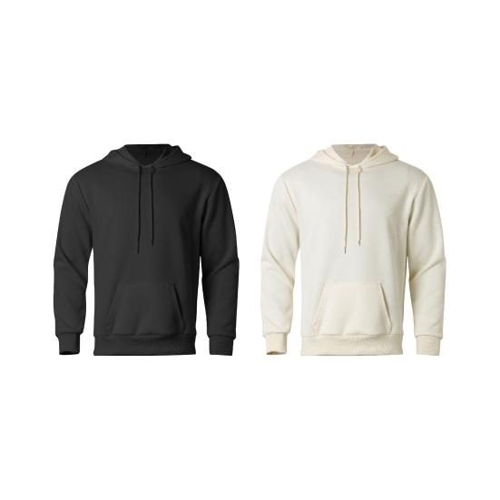 Herbst Frühling Herren Hoodie mit großer Tasche Kordelzug lange Ärmel dicker Pullover