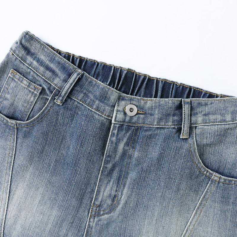 Unisexové retro prané džíny s vysokým pasem, volné a široké nohavice