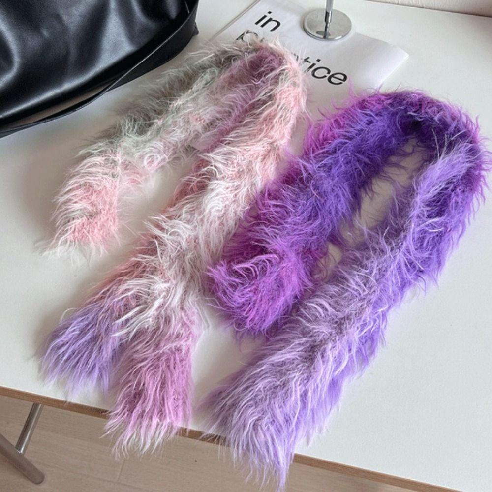 Subculture Y2K Faux Fur Scarf Gothic Punk Choker Streamer Fashion Narrow Long Scarf  Women