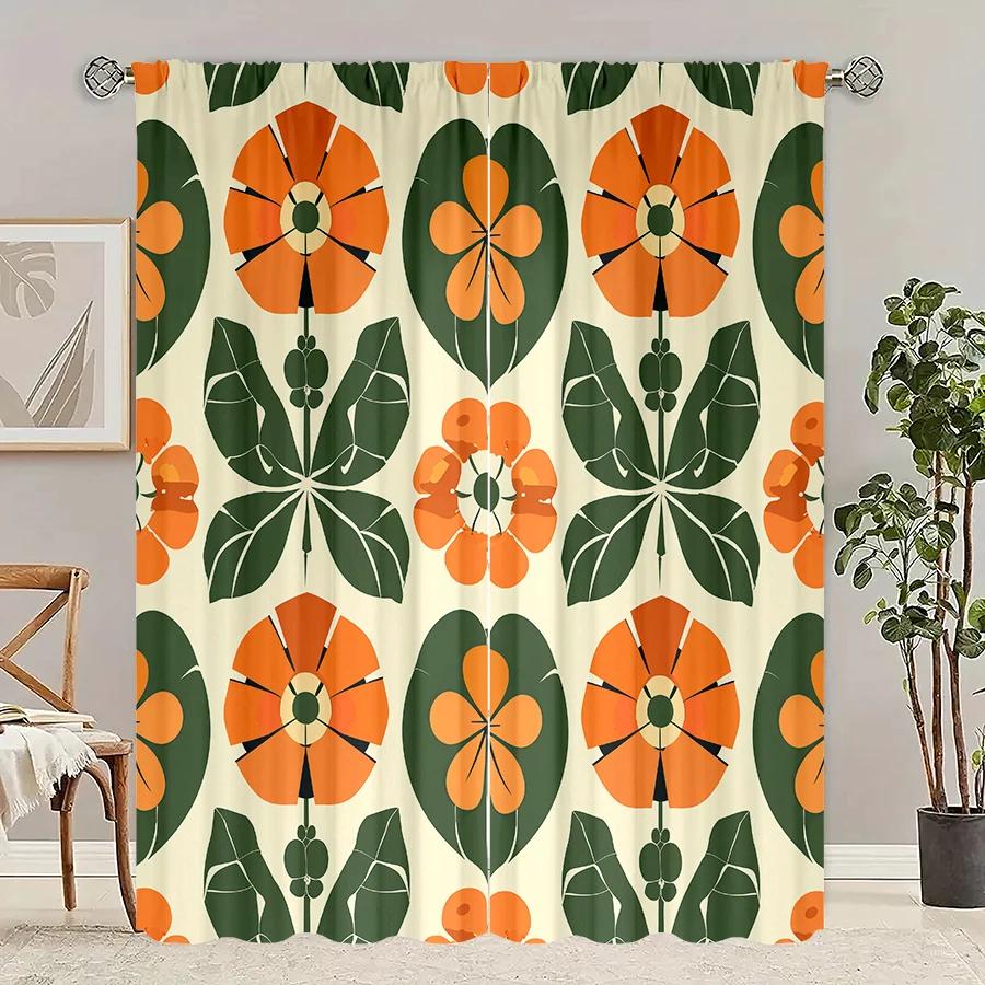 

2 pieces of colorful flower pattern printed curtains bedroom and living room home decoration room decoration 100*130 Grommet Top 1pcs