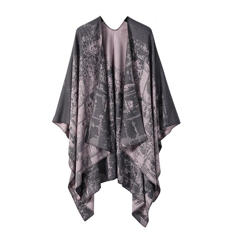 Bohemian Style Knitted Shawl With Fringe Geometric Warm Faux Cashmere Wrap Scarf Women