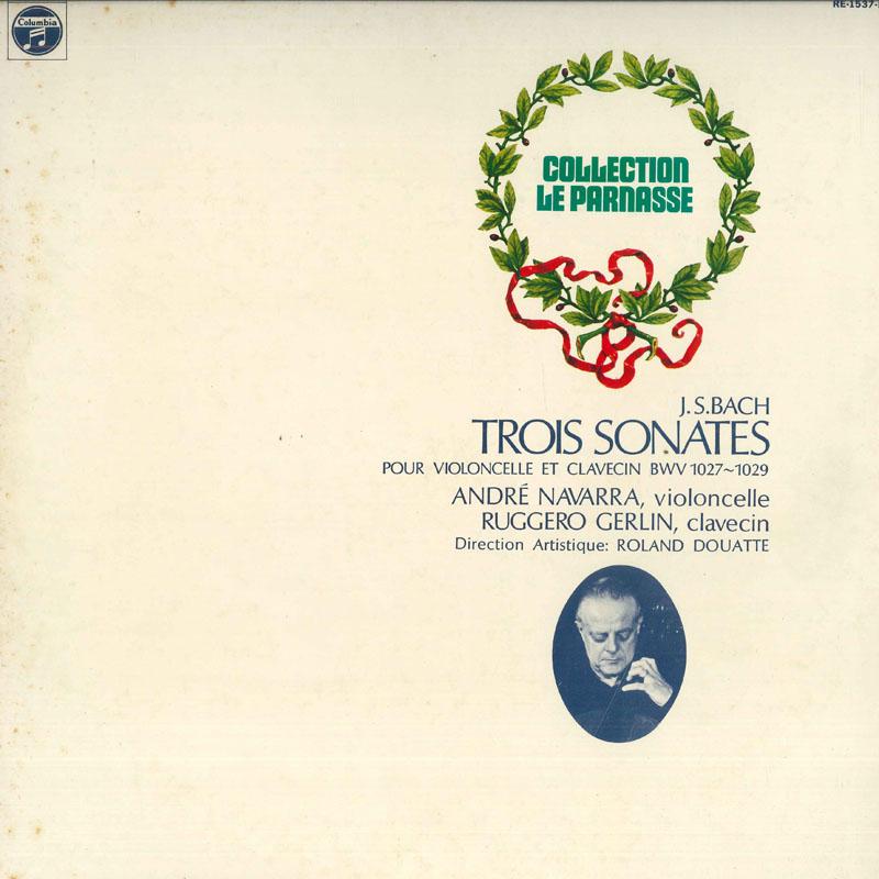 LP Record ANDRE NAVARRA , RUGGERO GERLIN - Bach Complete Sonatas For Cello And RE1537MU COLUMBIA 1973 Japan Obi Classical Used