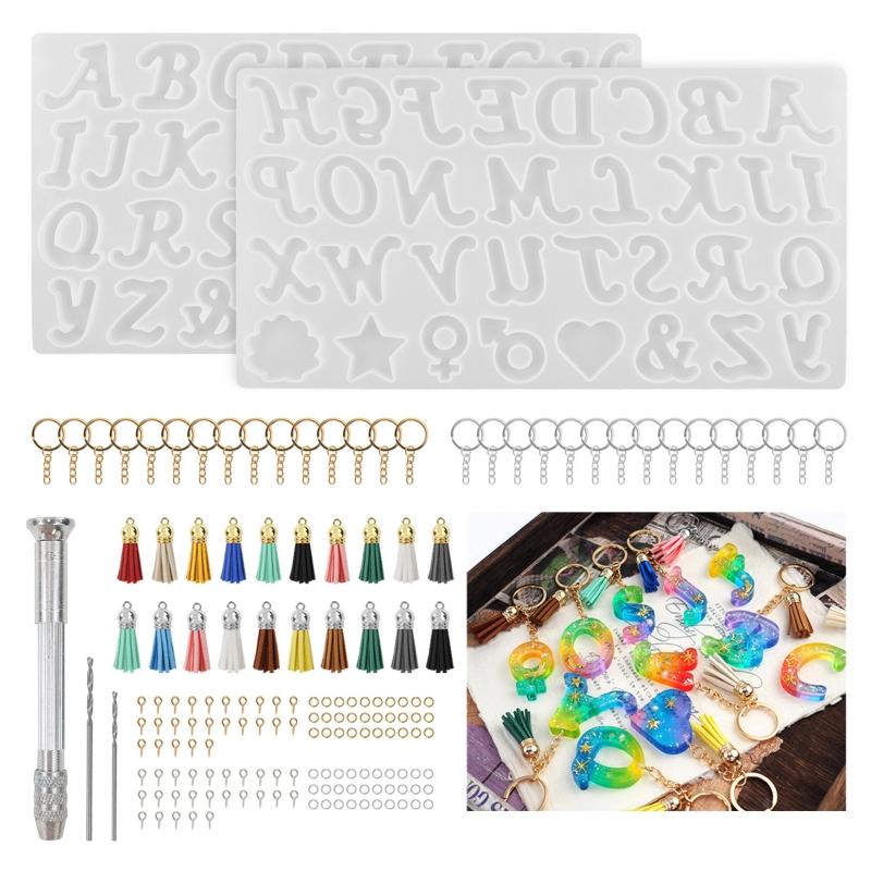 Diy Crystal Resin Drop Glue Alphabet English Word Pendant Keychain Silicone Mirror Handmade Mold Halloween Jewelry