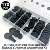 170PCSDustproof Flame Retardant Rubber Grommet Kit Insulat Hole Plug M7.14/M9.53/M12.07/M15.88/M19.05/M22.23/M25.4 Multiple Size