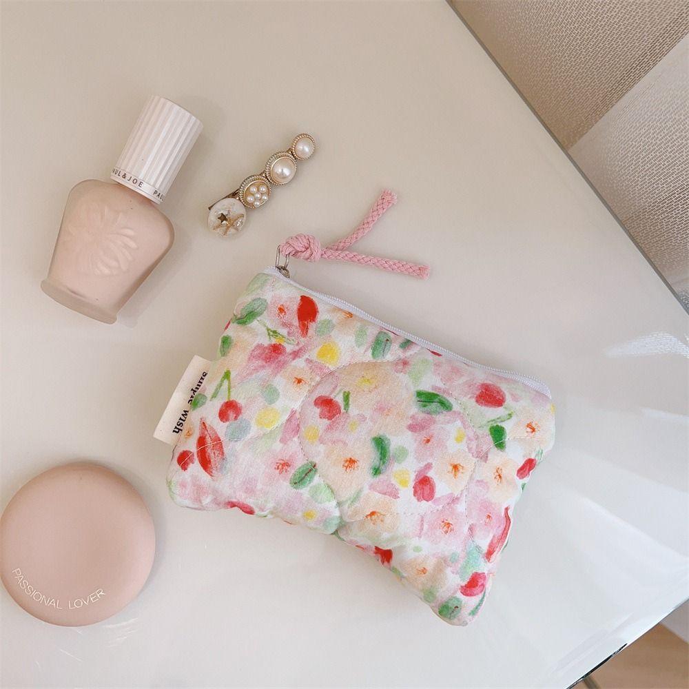 Makeup Bag Fragmented Flower Cosmetic Pouch Large Capacity Cotton Card Pouch Cute Sweet Coin Purse Girl