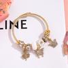 Luxury Crystal Bear Crown Clover Charms Bracelets for Women Girls Lovely Stainless Steel Bangle Accessories Gifts for Friends
