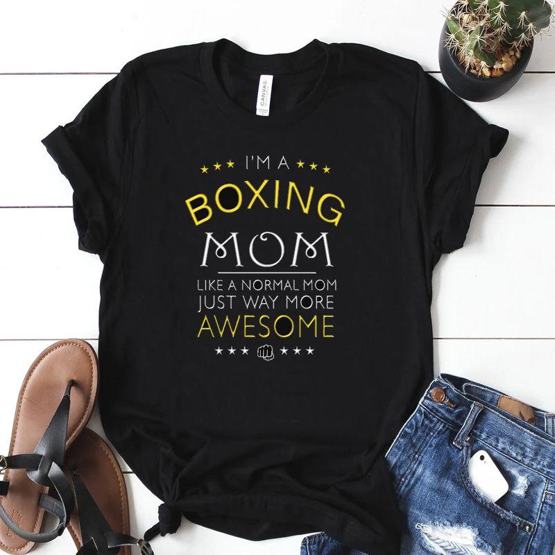 Cheap Awesome Boxing Mom, Mum Boxer Gift 2041 TShirt Summer Harajuku
