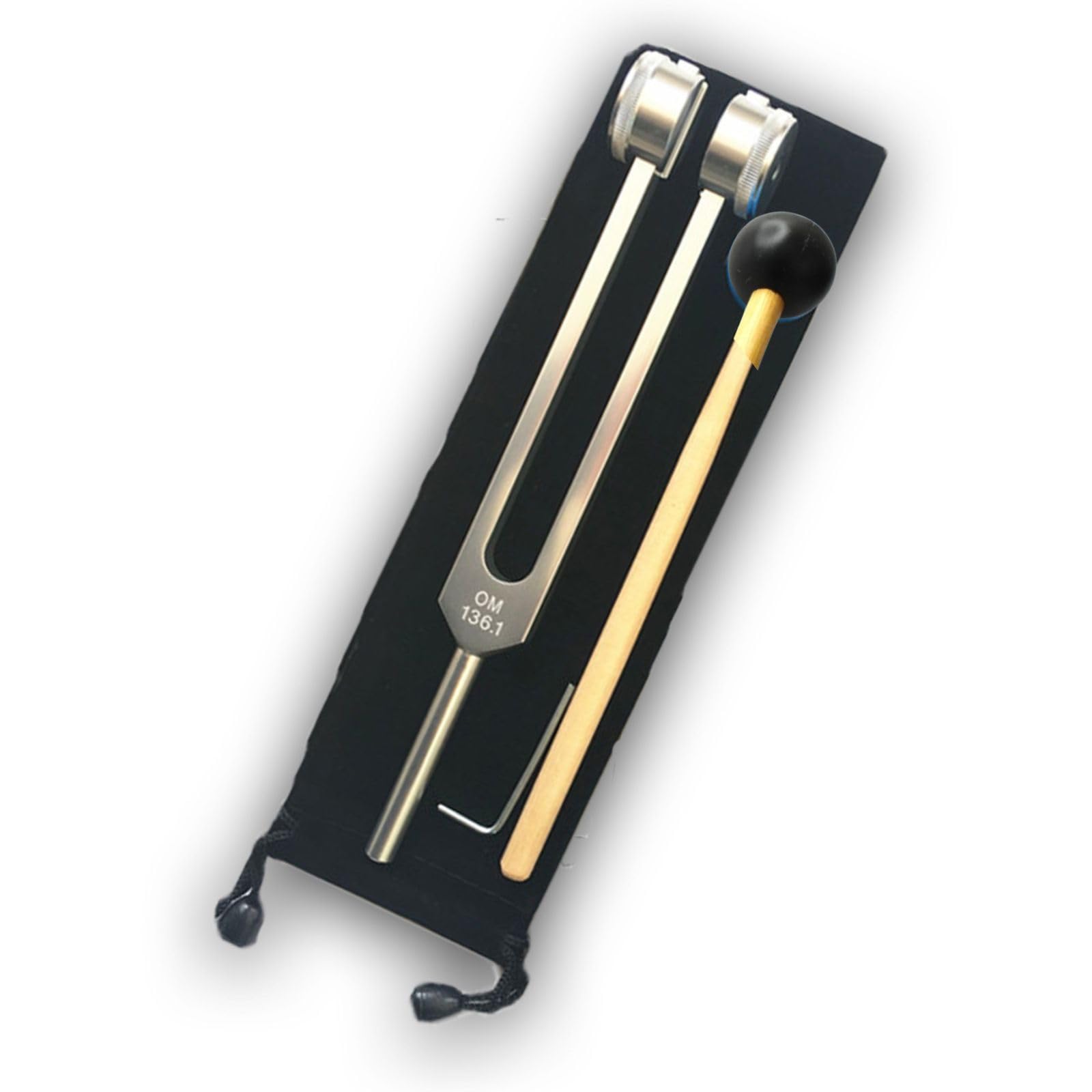 

[Magic of Sedona] Primordial Sound OM Tuner 136.10Hz with Mallet, Bag, Crystal Point, and Instructions for Use. Tuning Fork, Ohm Tuner, Crystal Tuner.