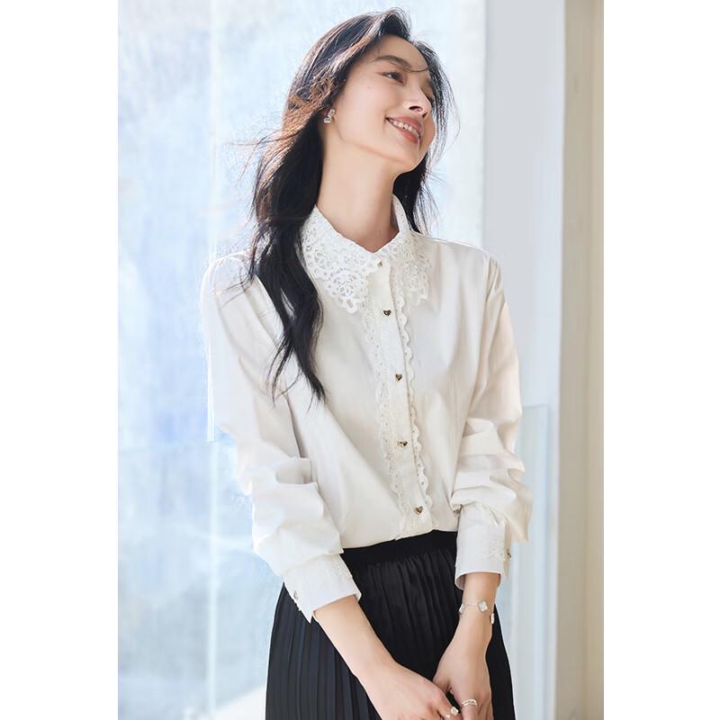 VICTORIA&VERA Women's Lace Long Sleeve Shirt