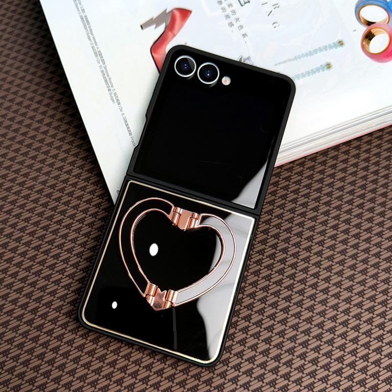 

Acrylic Love Bracket Finger Ring Holder Phone Case For Samsung Galaxy Z Flip 7 flip7 Slim Protection Cover Galaxy Z Flip7