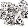 7 Pcs Silver Hand Skull Head Metal Dice Hollow Metal Polyhedral Dice Set Suitable for Role-Playing RPG  Board Game Card Game