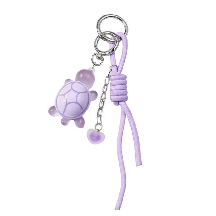Lovely Turtles and Heart Bear Bag Charm Playful Turtles and Bear Heart Pendant Keyring Lightweight Sturdy Resin Craft 1 фиолетовый
