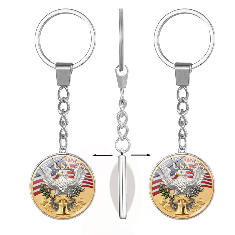 250th US Independence Day Rotating Alloy Keychain Gift