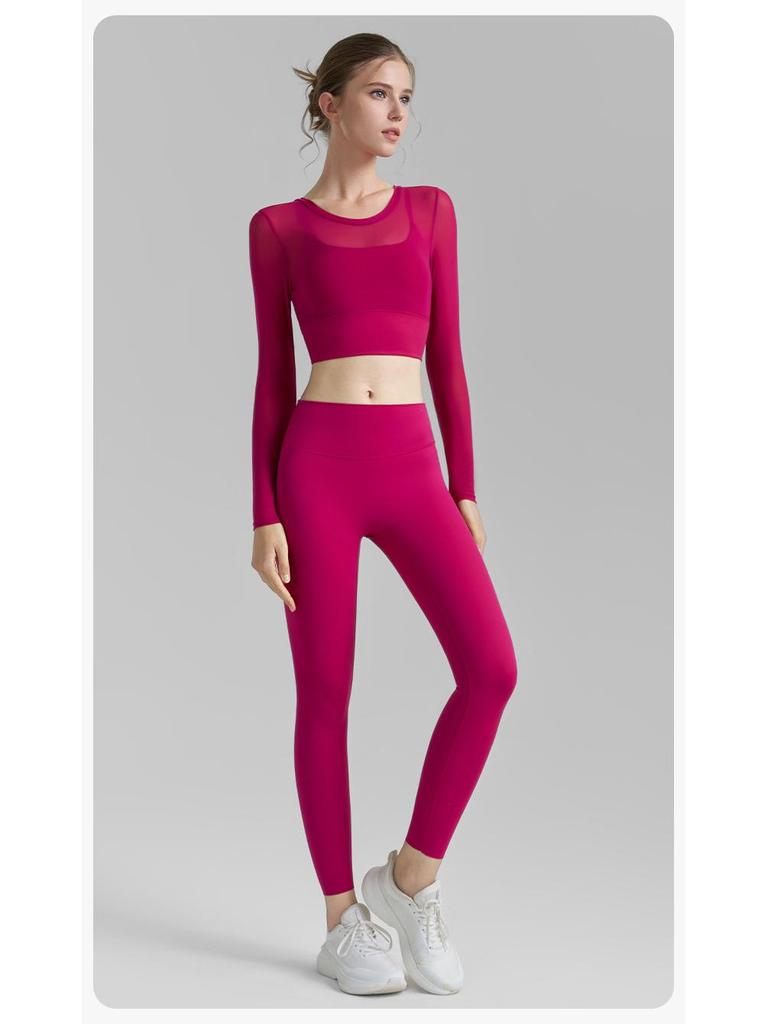 2025 Autumn Women's Mesh Yoga Set: Two-Piece Short & Tight Lycra Pants