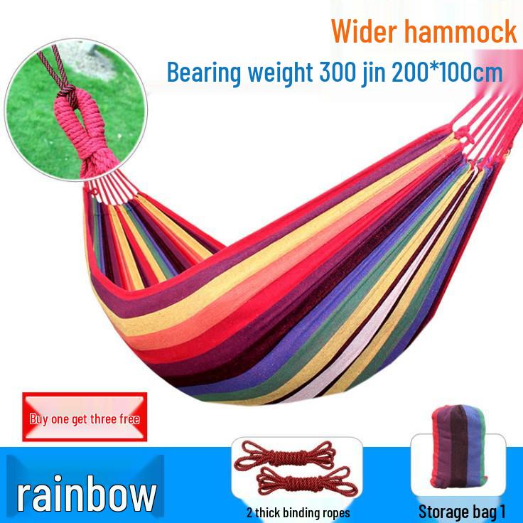 Thickened Canvas Camping Hammock: Anti-Roll, Single/Double Swing Chair for Outdoor Use