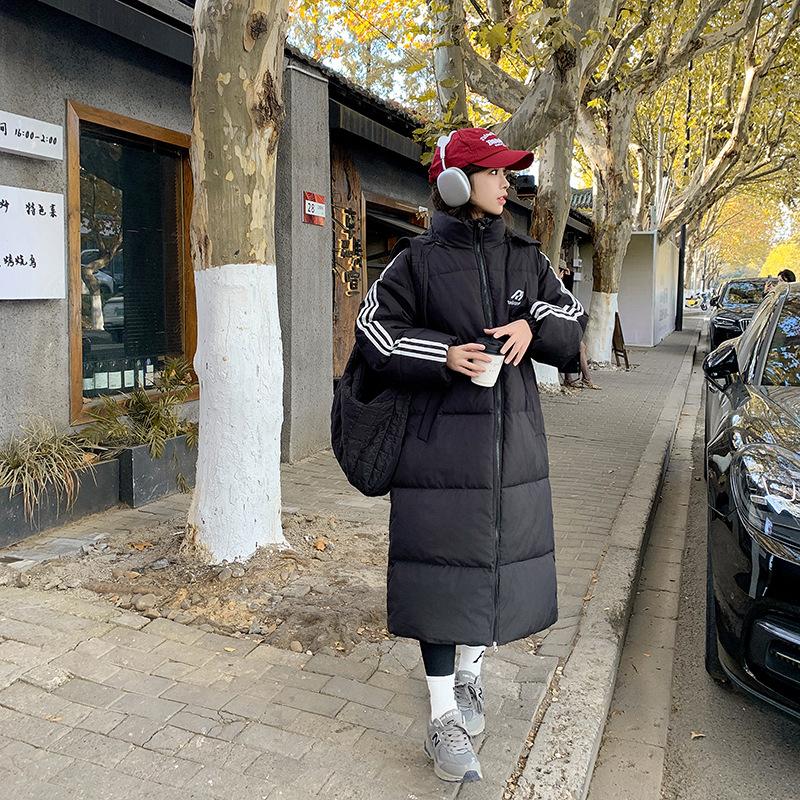 Abrigo de Algodón para Mujer en Invierno Abrigo de Algodón Largo de Tres Barras