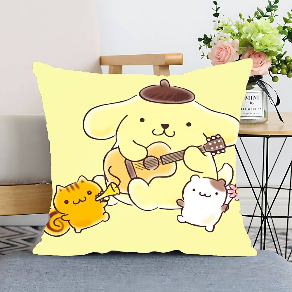 S-Sario P-Pompompurin Pillow Case Cushion Cover Polyester Pillowcase Decorative Sofa Cushion Pillowcase Home Decor
