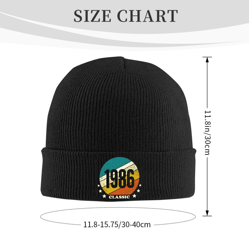 Geboren 1986 Vintage Alter 40 Jahre alt Lustige 40. Geburtstag Strickmütze Beanie Herbst Winter Mützen Warme Unisex Mütze für Männer Frauen