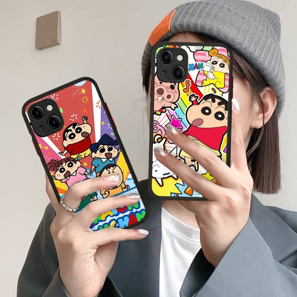 C-Crayon Cartoon Shin Chan Phone Case For IPhone 16 Pro Max Case 11 12 13 14 15 Pro Plus X XS MAX Case Matte Cover