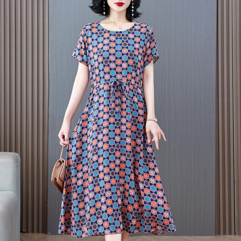 Şık Kadın Elbiseleri Yazlık Vintage Kıyafetler Günlük Büyük Beden Kısa Kollu Yazlık Uzun Elbiseler