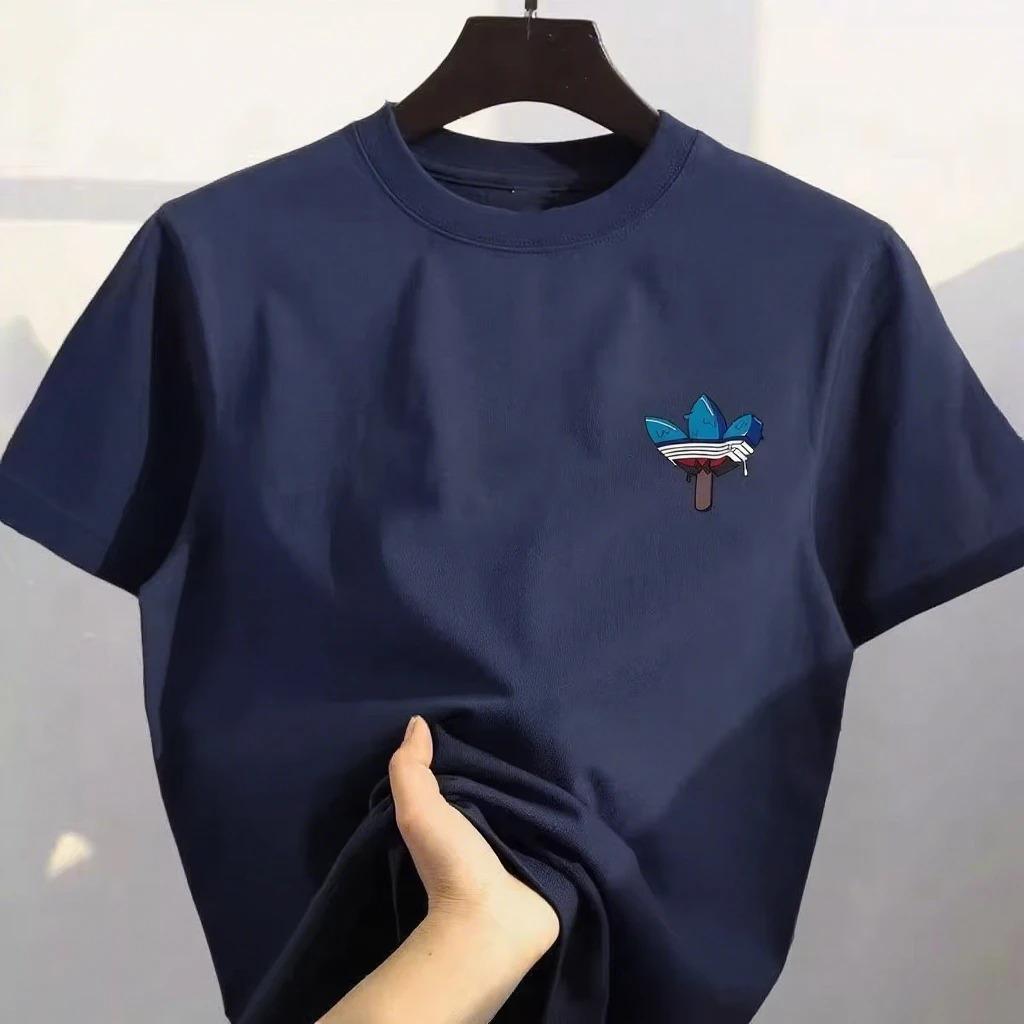 New Best-selling  Street Pure Cotton Cartoon Printed Round Neck Heavy Men's and Women's Oversized Short-sleeved Leisure T-shirt