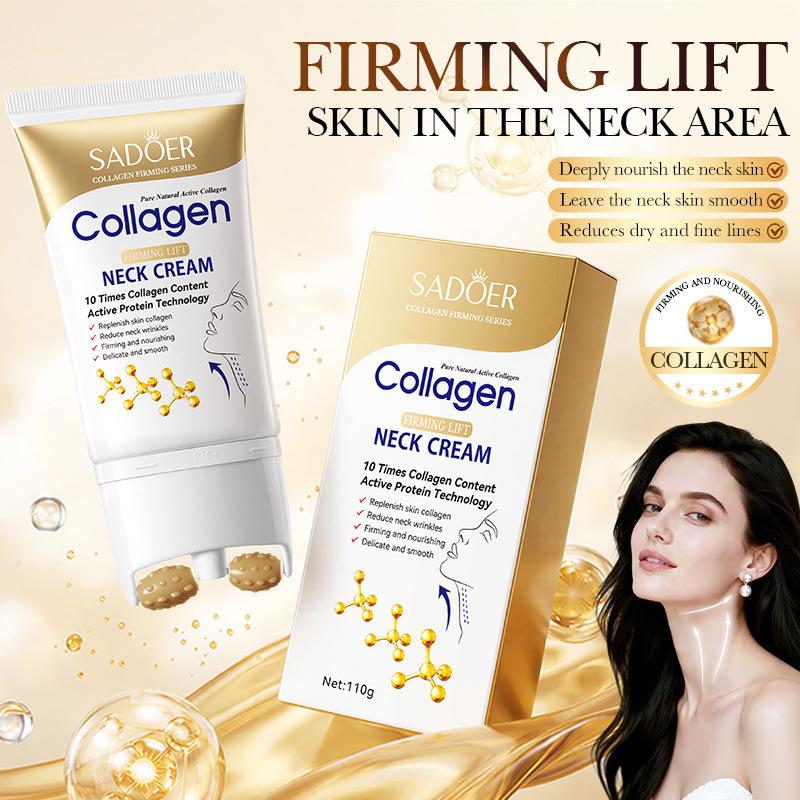 Collagen Roller Neck Massage Cream 110ml Deep Moisturizing Neck Care Facial Mask Improve Skin Fine Lines Dull Korean Skincare