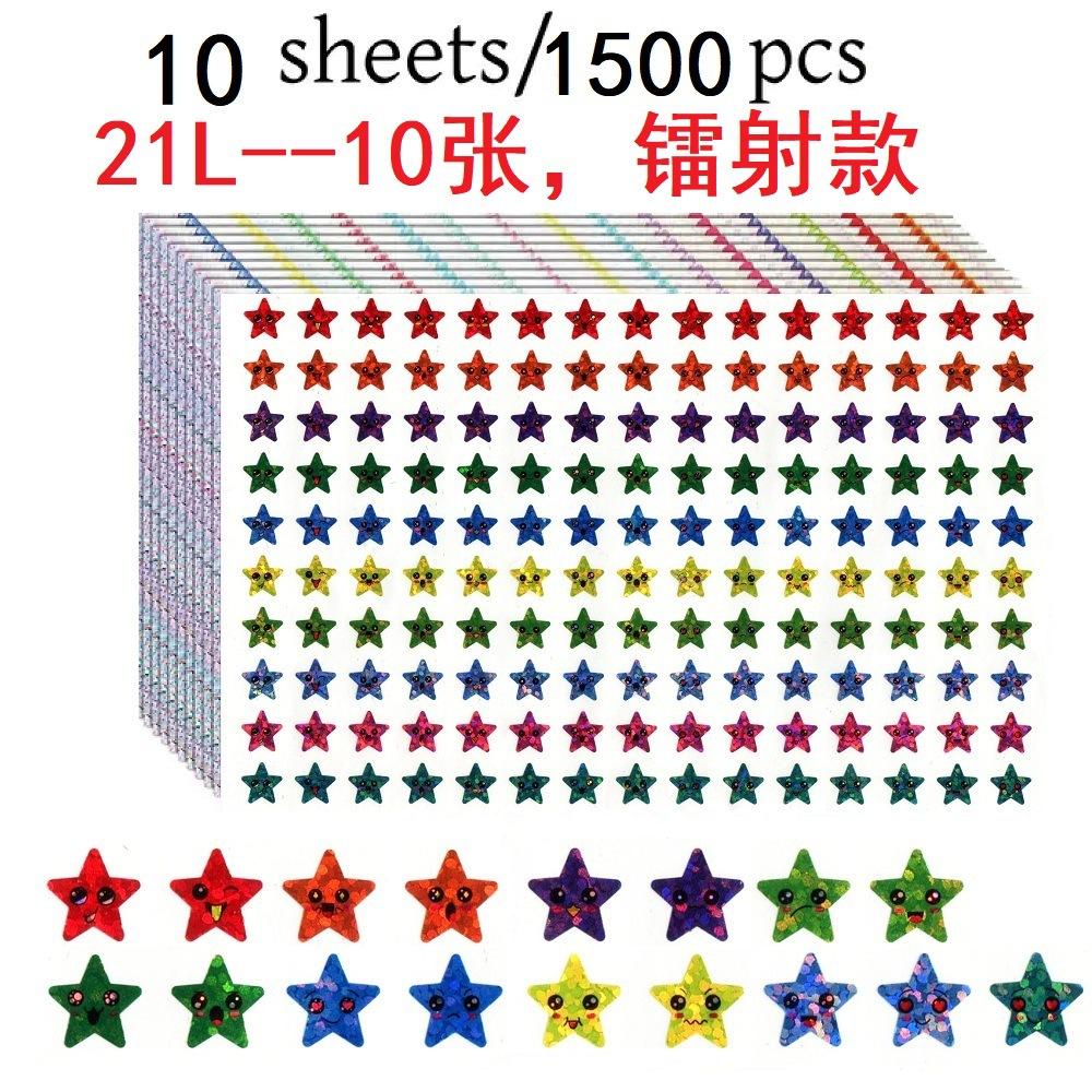 10 Sheets Star Face Stickers  Adhesive Rewards Seals for Kids Motivational Classroom Reward Labels Cute Cartoon Decals Wholesale