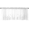 Short Curtain Floral Printed Window Curtains Lace Half Tulle Shade Decorative Curtain for Living Room Bedroom Door Window Decor