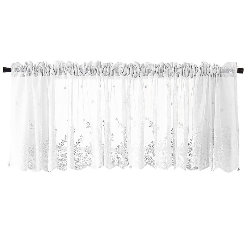 Short Curtain Floral Printed Window Curtains Lace Half Tulle Shade Decorative Curtain for Living Room Bedroom Door Window Decor