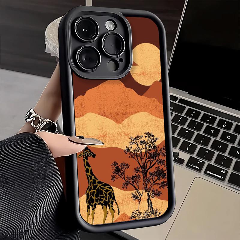 Phone Case for iPhone 17 Air 16E 15 16 Pro Max Giraffe Animal Pattern Cover 14 Plus 13 12 Mini Soft Shell Silicone Fundas