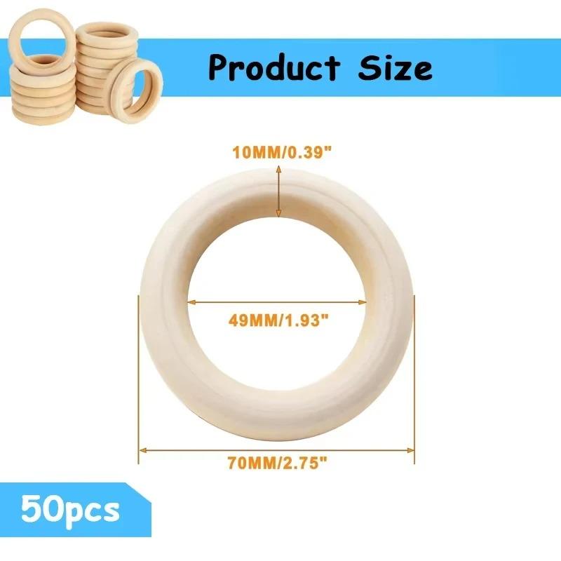 Wooden Rings for Crafts, Natural Wood Rings for Macrame, Jewelry Making, and DIY Crafts