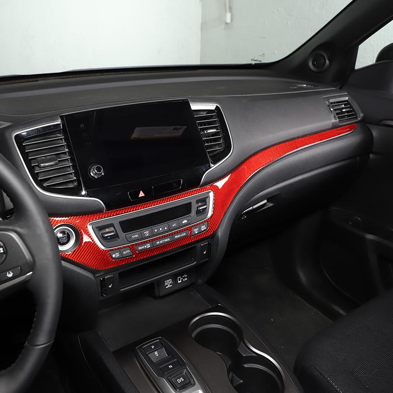 Soft Carbon Fiber Car Center Console Dashboard Trim Strips Sticker For Honda Pilot 2015-2022 Auto Interior