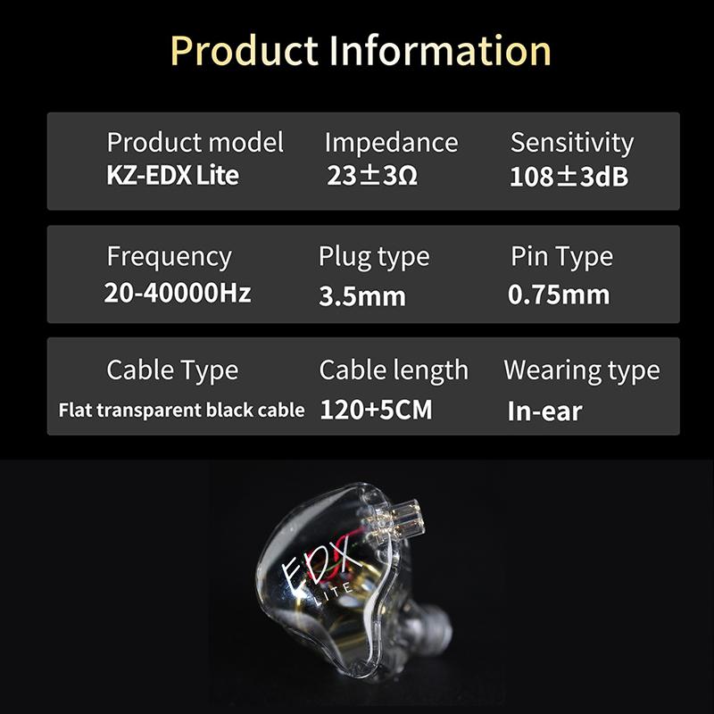 Originale KZ EDX Lite HIFI Bass Øretelefoner Stereo Musikk Ørepropper In-Ear IEM Monitor Scene Live Hodetelefoner Gaming Sports Headset Pro