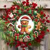 Wooden Christmas Sign with Gingerbread Man Pattern - Buffalo Plaid Navidad Ornament for Front Door Wall Hanging Decor - Ideal Christmas Ornament