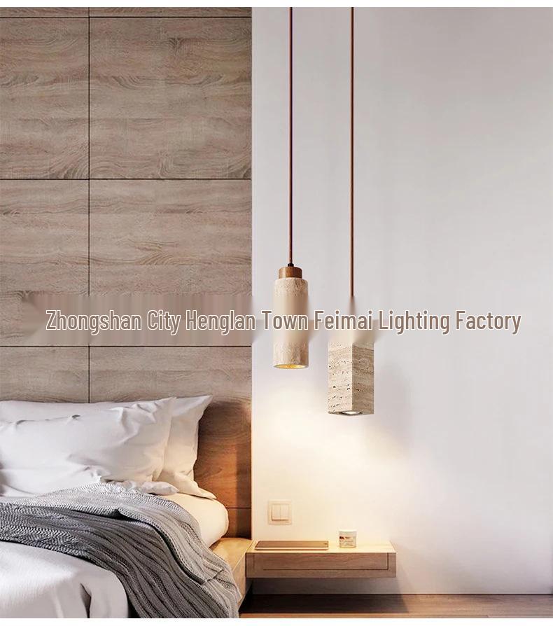 Nordic Wabi-Sabi Yellow Cave Stone Pendant for Restaurant or Bedroom Lighting