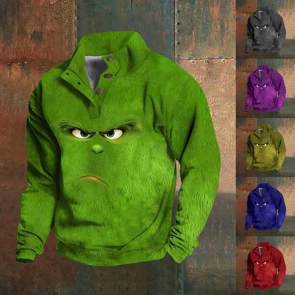 Men's T-shirts, Men's T- Shirts, Men's Furry Long Sleeve Shirts Christmas Men's Long Sleeve Shirts Men's Long Sleeve Shirts Green