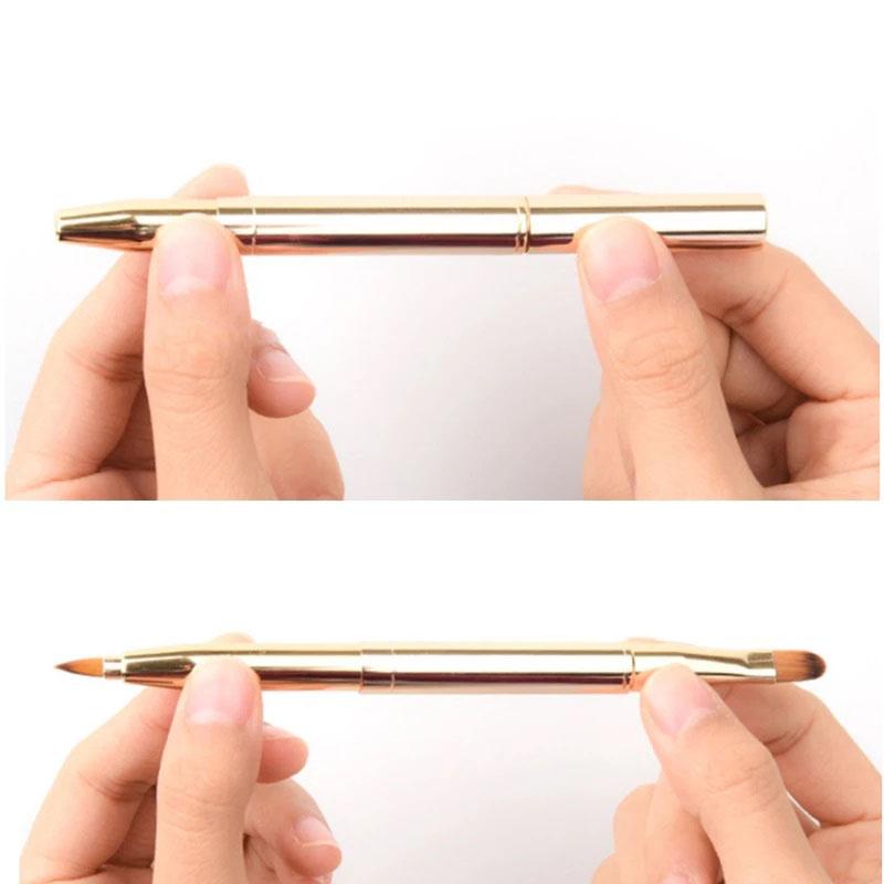 Retractable Lip Makeup Brush Lipstick Lip Gloss Brush Telescopic Dual Use Lip Eyeshadow Brush Beauty Tools with Protect Cap