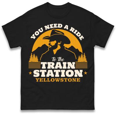 Yellowstone Train Station T-Shirt Tshirt Mens Womens Tops Unisex Tees 100% Cotton