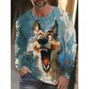 Fashion Animal Tiger Wolf Pattern 3D Printed Men's T-shirt Autumn New Men's Long Sleeves T-Shirt Casual Oversized Pullover  Tops